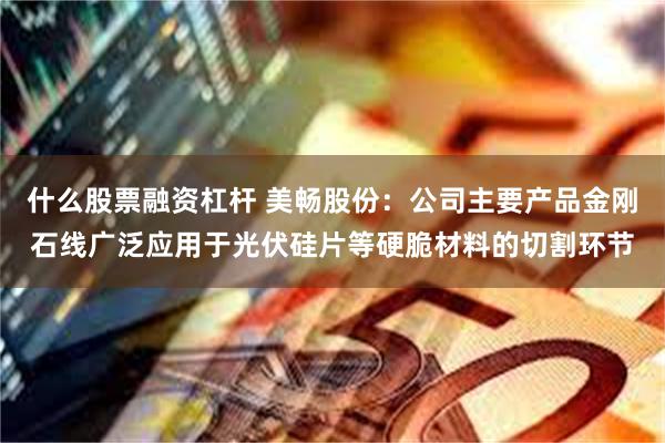 什么股票融资杠杆 美畅股份：公司主要产品金刚石线广泛应用于光伏硅片等硬脆材料的切割环节