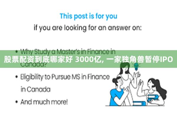 股票配资到底哪家好 3000亿, 一家独角兽暂停IPO