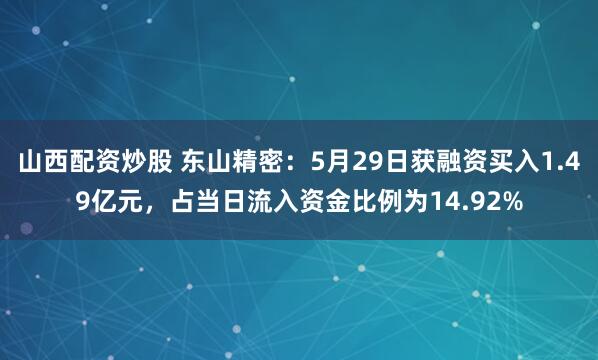 山西配资炒股 东山精密：5月29日获融资买入1.49亿元，占