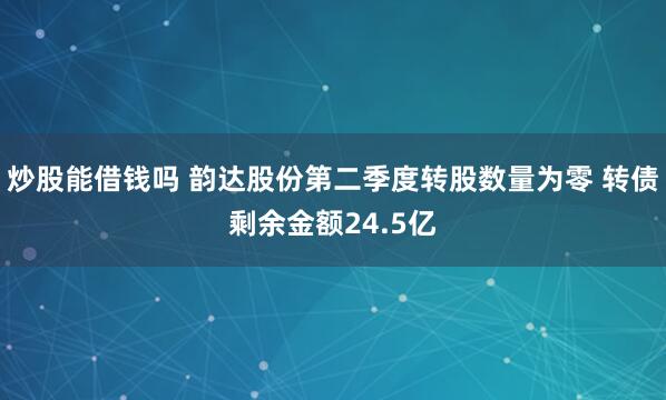 炒股能借钱吗 韵达股份第二季度转股数量为零 转债剩余金额24.5亿