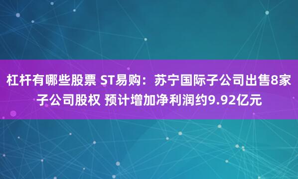 杠杆有哪些股票 ST易购：苏宁国际子公司出售8家子公司股权 预计增加净利润约9.92亿元